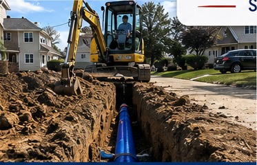 Sewer replacement excavation and pipe